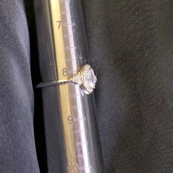 Silver Tone Delicate Ring with Clear Marquise Stone and Pave Stones Size 8 - Picture 9 of 9